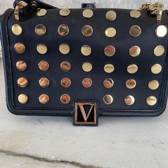 Black and Gold Crossbody Bag with Studded Design - Picture 6 of 9